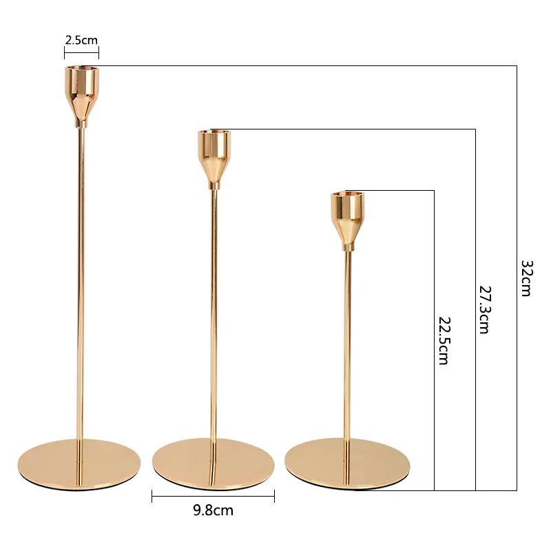 

3 шт микс Размеры Золотой/серебряный подсвечник DIY Железный арт металлический подсвечник вечерние для рабочего стола, украшения для дома, на...