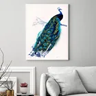 Винтажная Картина на холсте павлина, современный скандинавский постер с животными, принт с птицей, иллюстрация, настенные картины, гостиная, домашний декор