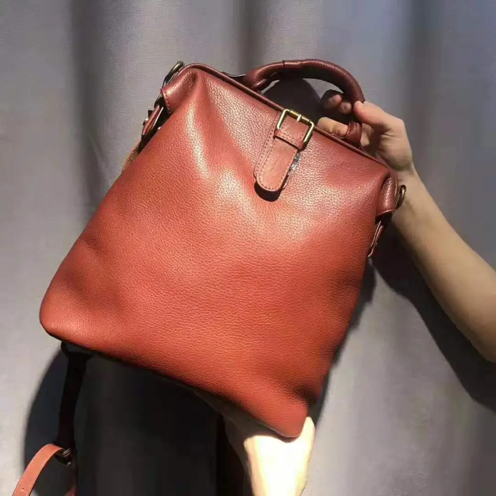 

100% Natural Genuine Leather Backpack Women Retro Portable Shoulder Crossbody Daypack High Quality School Bags For Girls Bagpack