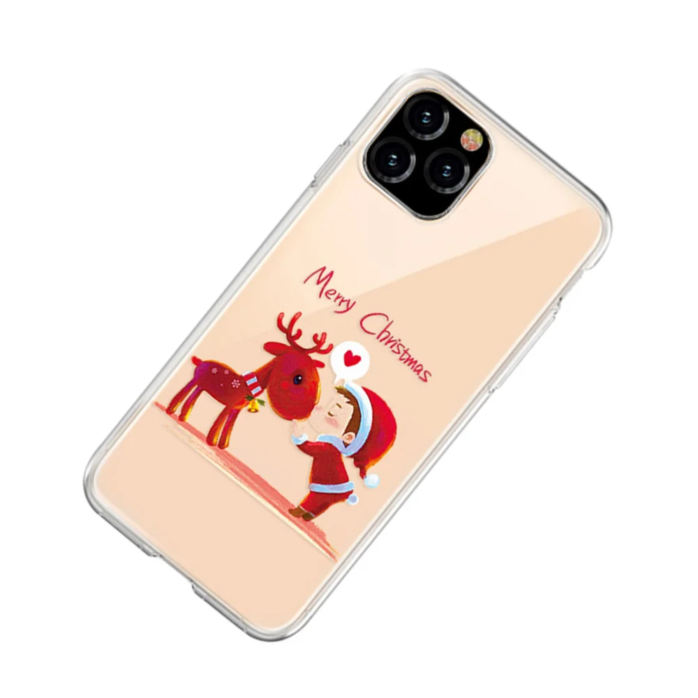 

2pcs 6.5 Inches TPU Phone Cover Case Shell Drop Resistance Protective Transparent Christmas Gift Supplies Compatible for iPhone