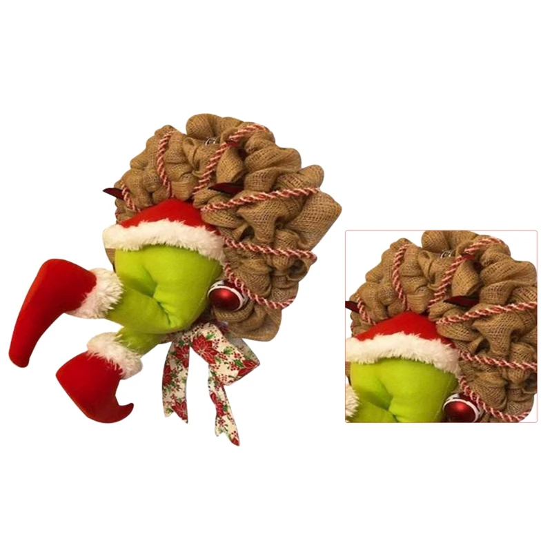 

Christmas Decorations,Christmas Burlap Wreath,with Poseable Plush Legs,for Christmas Thanksgivings Decoration