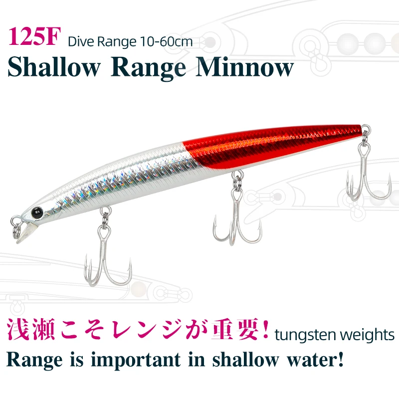 TSURINOYA приманки Minnow 125 мм 14 3 г плавающий 10 60 см Shallow дальность метания на большие