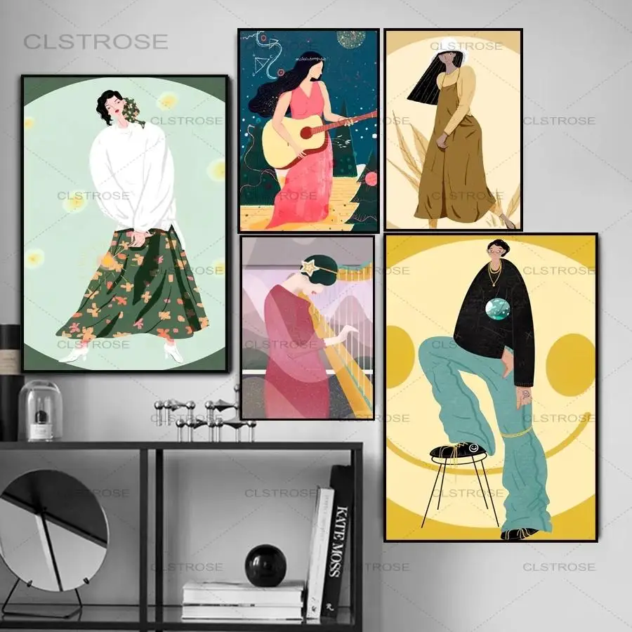 

Beautiful Lot Lady Cool Decor Canvas Painting Hd Printed Poster Home Wall Art Colorful Picture for Living Room Modular No Framed