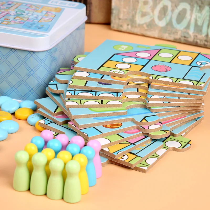 Детские шахматы на самолетах деревянные шашки многофункциональная игра пять в