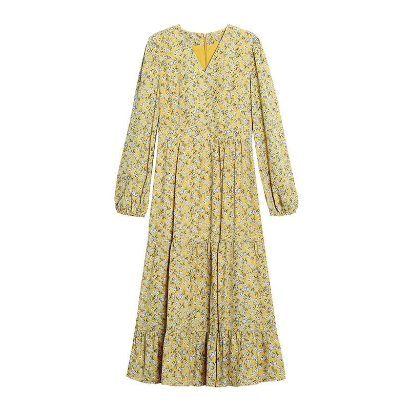 

2021 Spring Winter New Vintage Midi Dress Plus Size Floral Chiffon Boho Beach Dress Women Party Long Sleeve Casual Maxi Vestidos