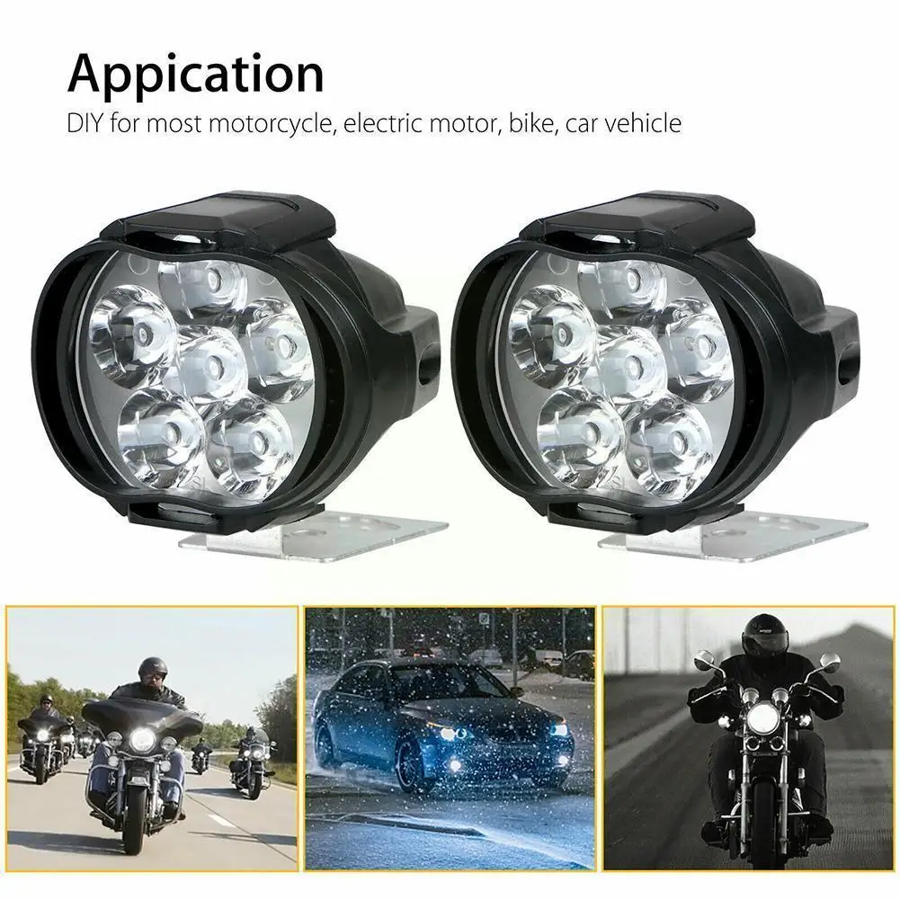 

1/2pcs 6 LED Motorcycle Headlight SpotLights Auxiliary Autocycle Lamp Scooters Electric Bulbs Vehicle Brightness High Modif J1J9