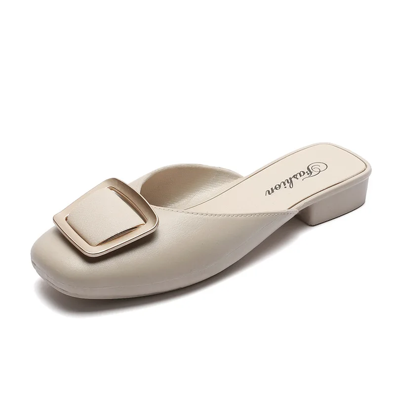 

2021 Spring Summer Women's Shoes Tie Slippers Baotou Flat Heel Sets Semi Slippers Fashion Size 36-40 Shoes Sandals Girls