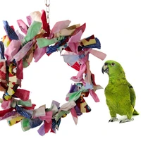 pet bird parrot cloth bite resistant circle ring perch stand swing hanging cage chew bite toy stitching and durable decorations