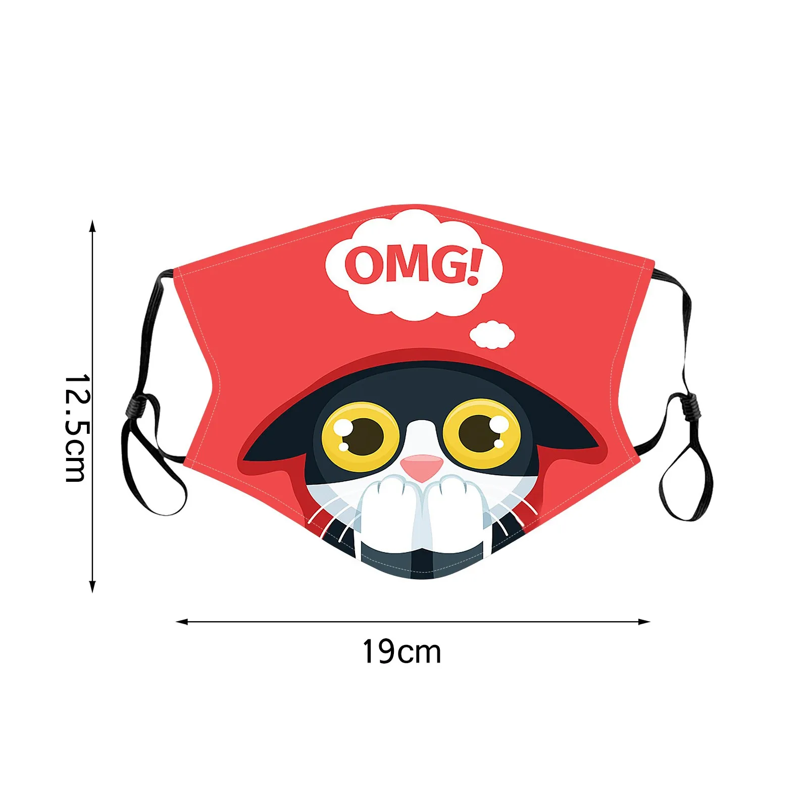 

Unisex Cute Cat Print Washable Cotton Mouth Mask Adjustable Dustproof Breathable Face Masks mascarilla reutilizable +2PC Filters