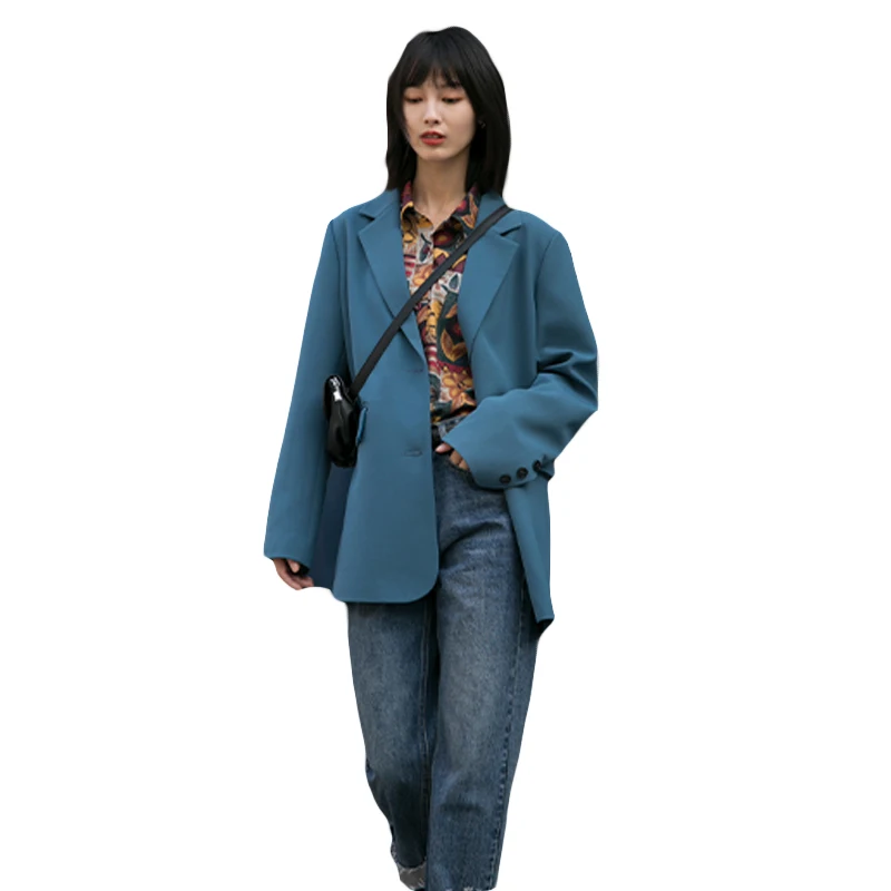 Женский однобортный пиджак повседневный костюм на осень и зиму офисный женский