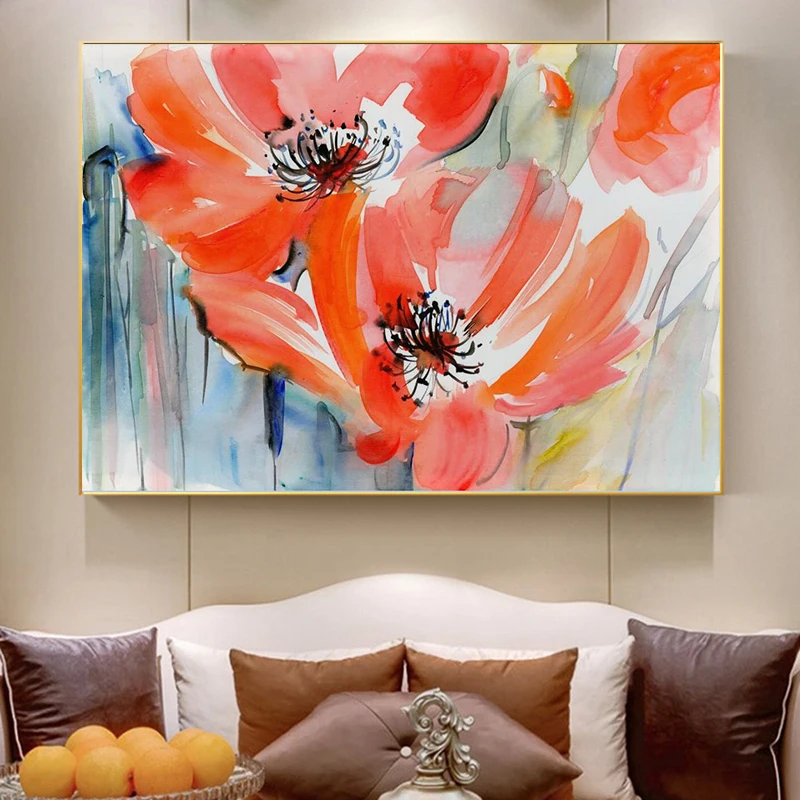 

Modern Abstract Watercolor Flower Oil on Canvas Paintings Posters and Prints Wall Art Pictures Cuadros for Living Room No Frame
