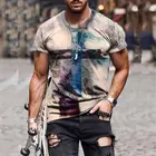 Мужская Винтажная футболка с круглым вырезом, большого размера