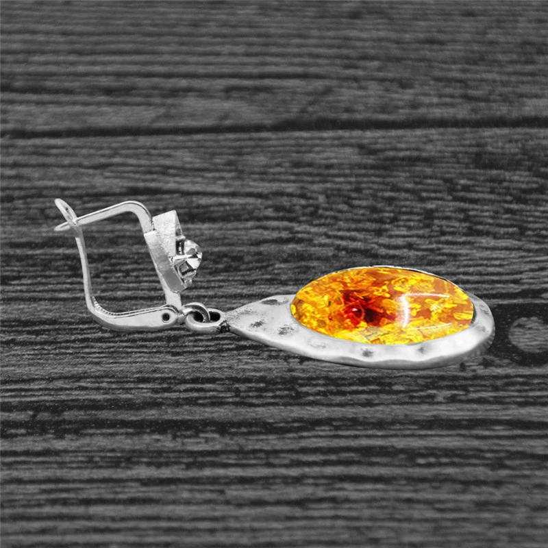 Овальное синтетическое ожерелье из янтаря серьги ювелирный набор античный