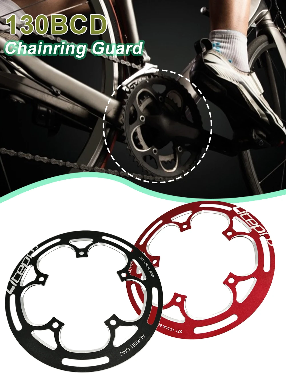 

Mtb Bike Chain Wheel Guard Single Speed 50-52T/52-54T 130BCD Aluminum Alloy Chainring Sprocket Protector Crankset Cover