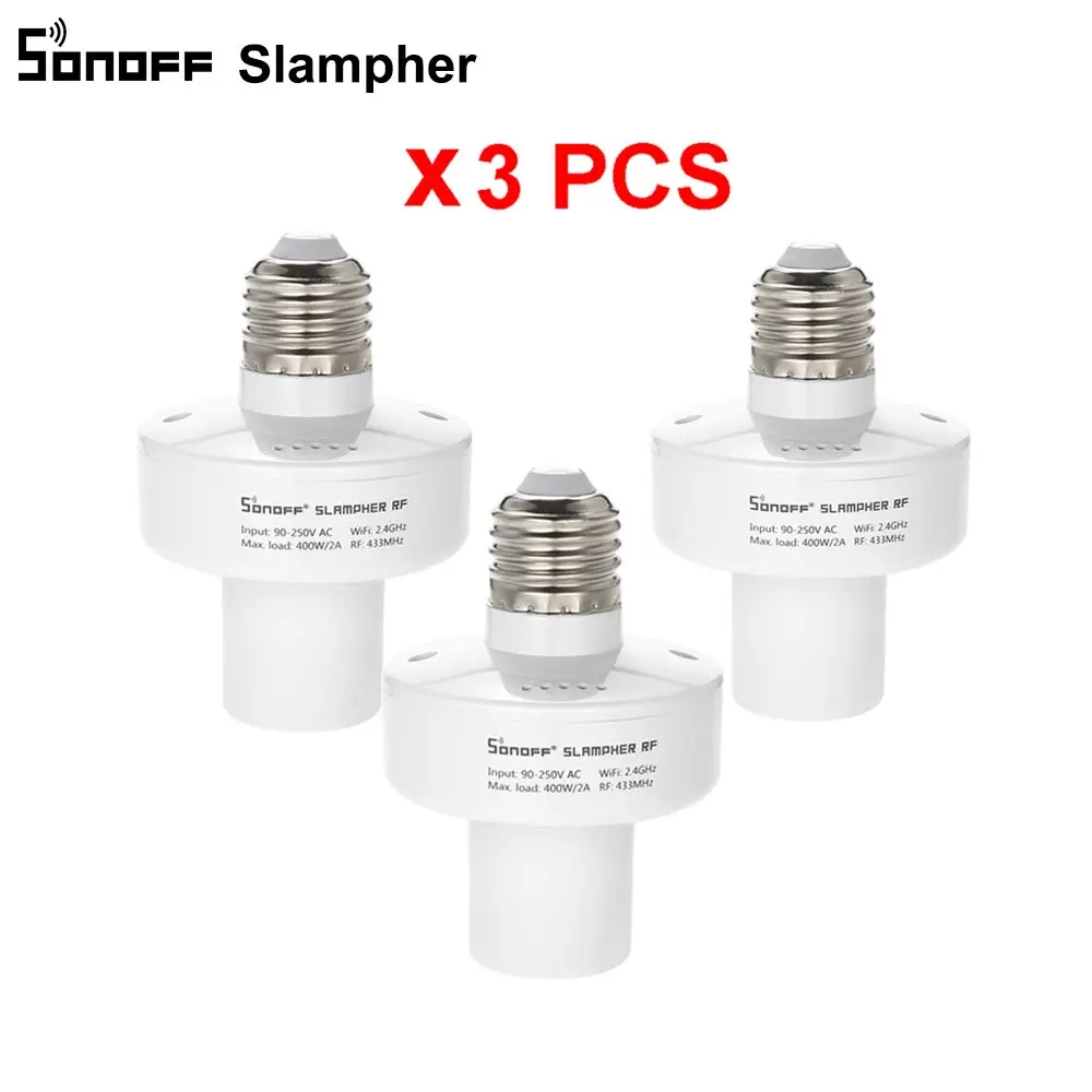 3PCS Slampher 3 шт. SONOFF Slampher E27 RF 433 МГц Wifi умный светильник, держатель лампы, приложение голосовой пульт дистанционного управления, работает с Alexa Google Home - Цвет: 3PCS Slampher