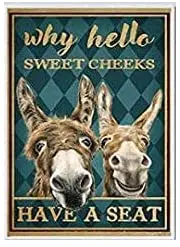 

Why Hello Sweet Cheeks Have A Seat, Funny Horse, Bathroom Wall Decor, Farmhouse Decor, Horse Lover Gift, Retro Metal Tin Sign
