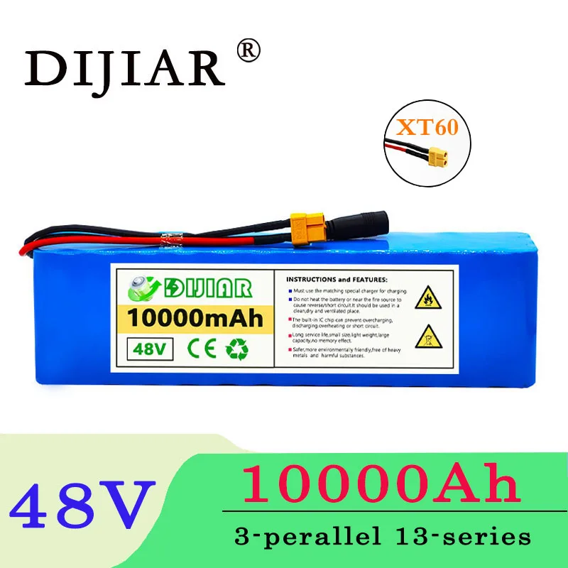 

Dijiar 48V 10ah 48V battery Lithium Battery Pack 800W--2000W electric bicycle battery Built in 50A BMS XT60 Plug