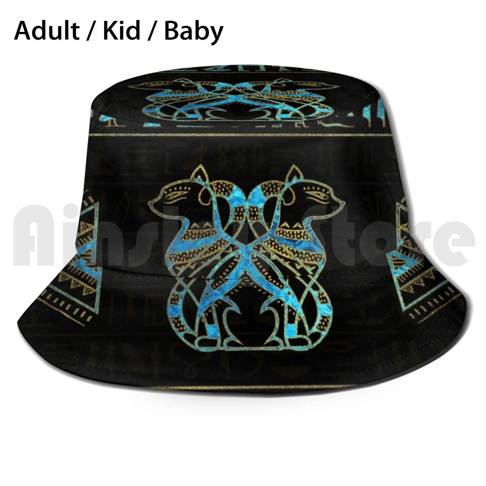 

Египетские кошки, золотые и синие витражные солнцезащитные шляпы, складные, защита от УФ лучей, египетский фараон, этнический Папир, древние