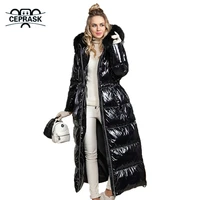 ceprask 2021 new fashion winter coat women x long high quality thick cotton parkas hooded outerwear warm faux fur woman jacket