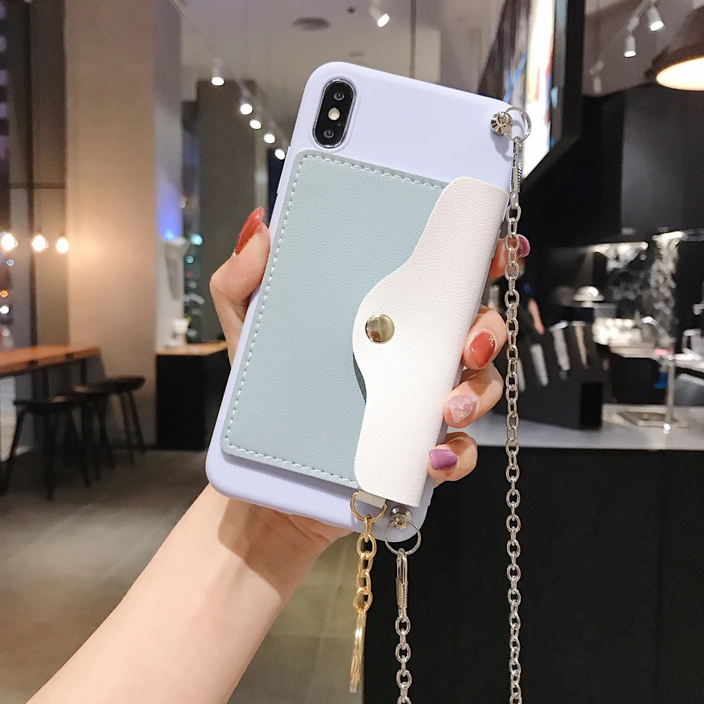 Чехол-Кошелек для телефона ремешки с цепочкой через плечо Samsung Galaxy S6 S7 S8 S9 S10 Plus S10E