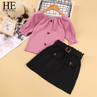 he hello enjoy teenage baby girls 2021 summer clothes cute pink sleeve top skirt children outfit big girl clothing 5 12y
