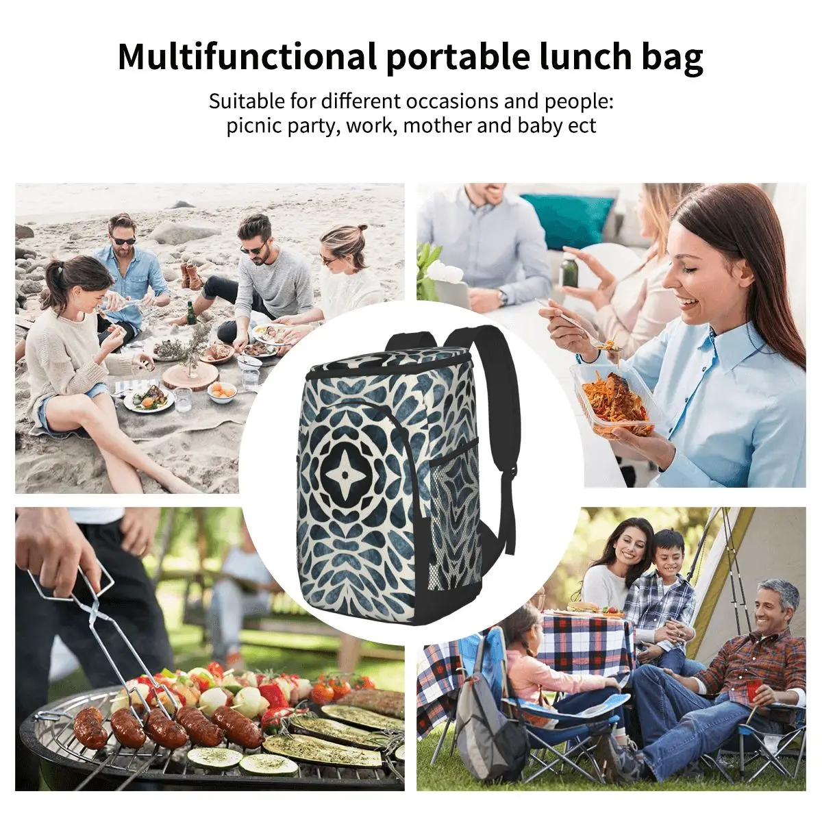 

15L Refrigerator Bag Soft Large Insulated Cooler Backpack Thermal Isothermal Fridge Travel Beach Beer Bag Tissu A Motifs