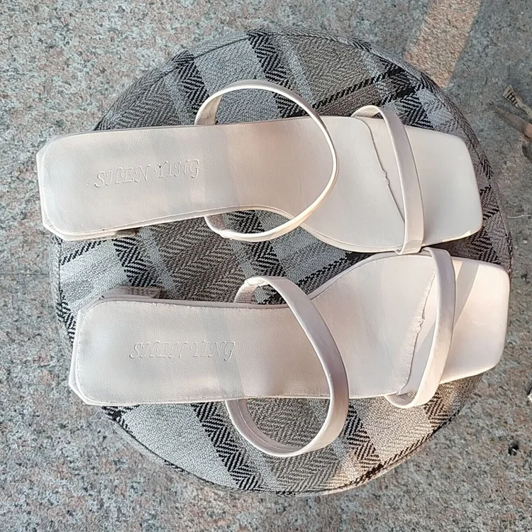

Summer Slippers Med Heels Party Mules Shoes Ladies 2020 New Women Slides Fashion Shoes Female Concise PU Shoes Ladies Slippers
