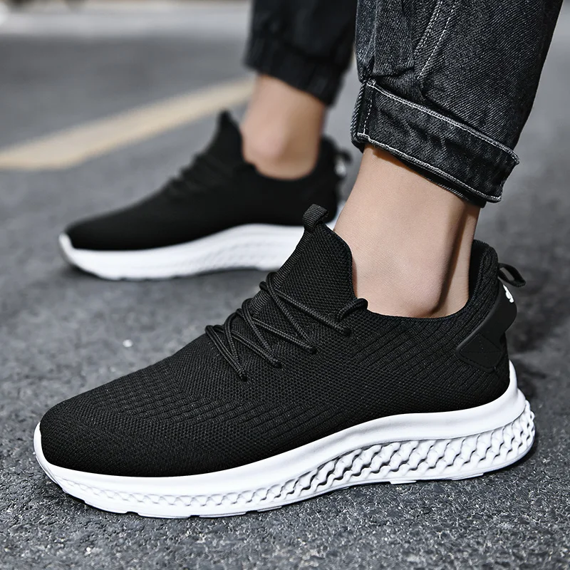 

Hot Sale New Mesh Men Shoes Breathable White Men's Sneakers Lac-up Lightweight Black Walking Man Tenis Shoes Zapatillas Hombre