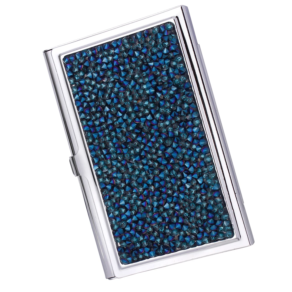 New Charming Card holder Blue/Red/Transparent Black/Golden 4 colors Rectangle Metal Name card Case for Women