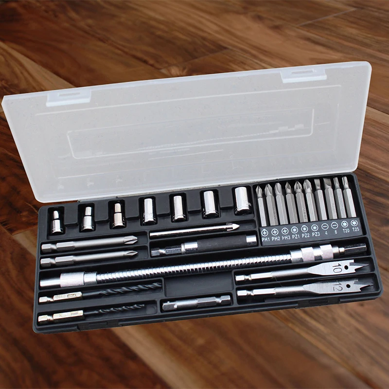 

28 Pcs Drill Bits Accessory Set Tile Drill Bits Twist Drill Bits Telescopic Nut Column Nut Sleeve Woodworking Screwdriver Bits