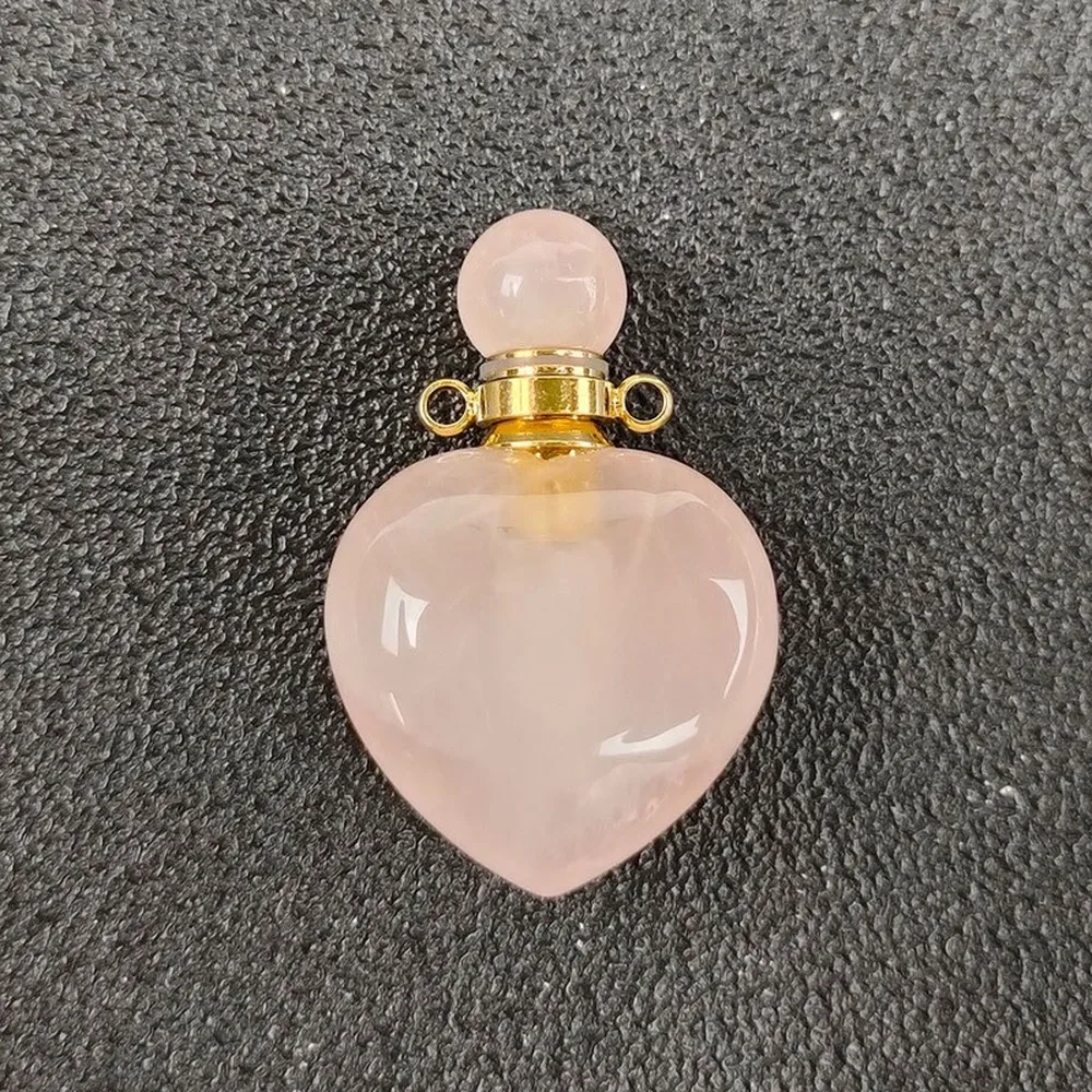 

Natural Stone Crystal Agate Perfume Bottle Love Pendant Essential Oil Bottle Decoration Crafts Handmade DIY Jewelry Accessories