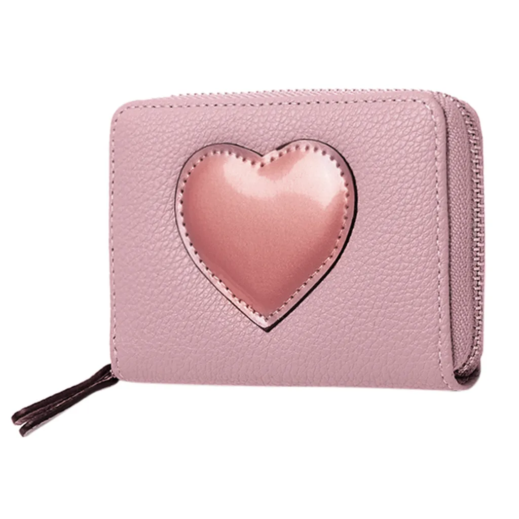 Pink Держатель для карт, женский кошелек, короткий кошелек, кошелек для монет на молнии,, CSV G0826#10 - Цвет: Pink