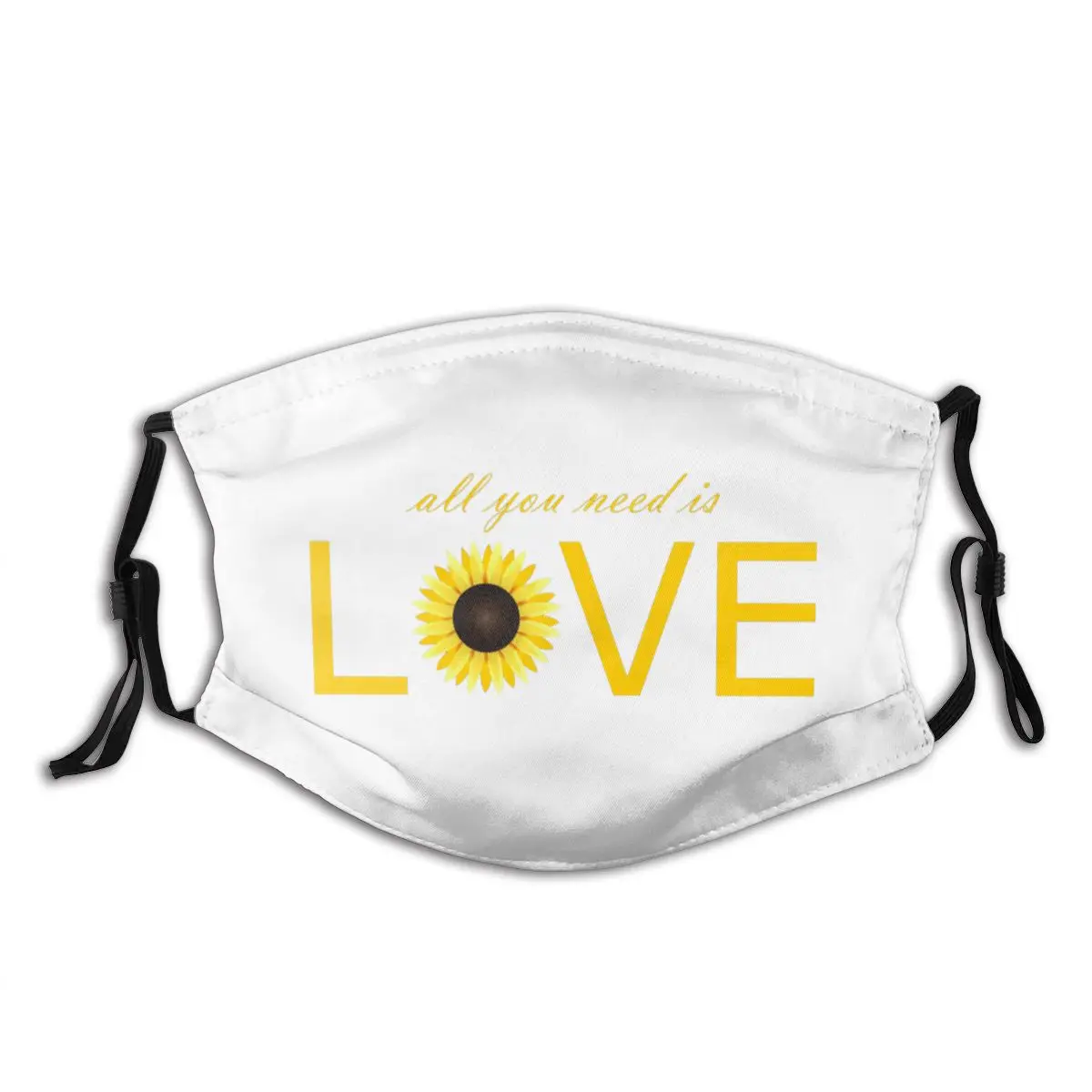 

Все, что вам нужно, это любовь (И Подсолнухи) Sunf, Пылезащитная маска для взрослых с фильтром из активированного угля, забавная черная маска, т...