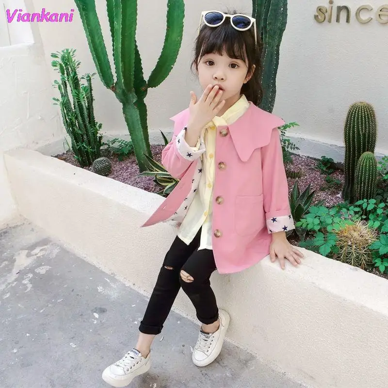 

Детский хлопковый тренчкот, с воротником в виде лепестков