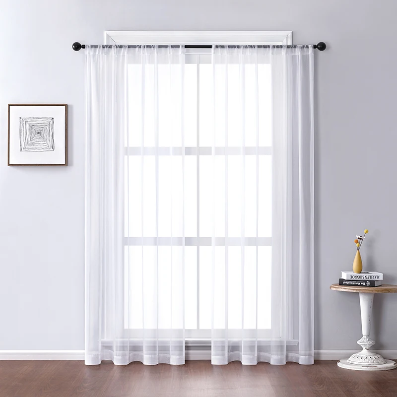 Современные однотонные тюлевые оконные шторы LISM для гостиной спальни украшения
