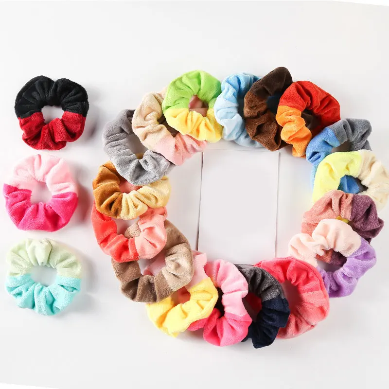 

Ponytail Holder Elastic Hair Bands Velvet Hair Rope Ring Loop Plush Hair Scrunchies Patchwork Hair Accessories Hair Rubber Bands