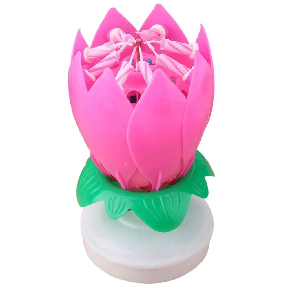Музыкальный цветок лотоса вращающийся с днем рождения подарок Декор Светильник