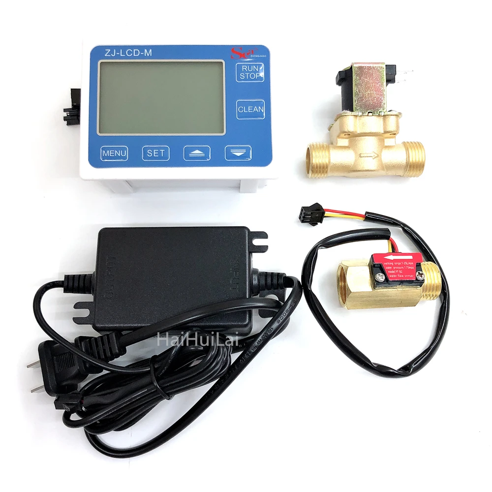 ZJ LCD M Meter Controller + 1/2 "Датчик потока клапан источник питания для измерения воды и