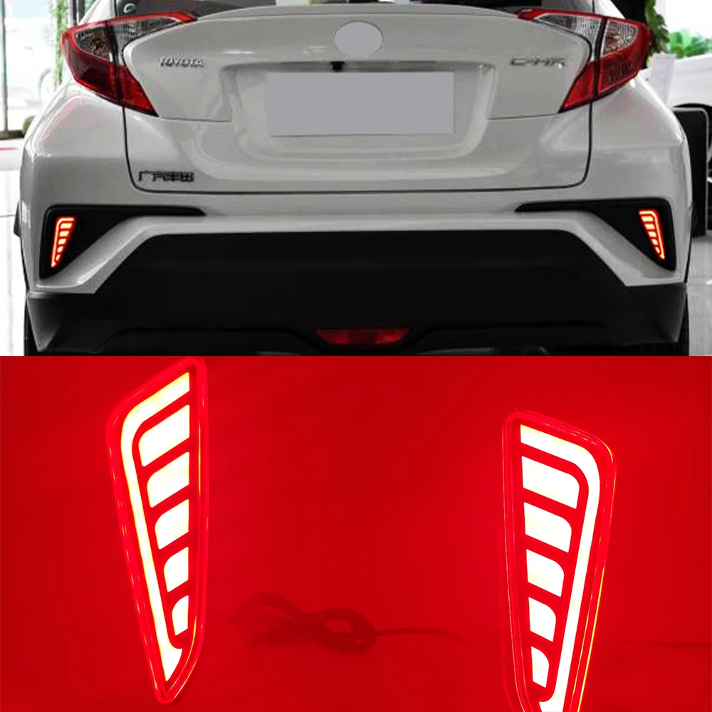 1 Pair Car LED DRL Daytime Running Light For Toyota C-HR CHR 2016 2017 2018 2019 with dynamic Yellow Turn Signal fog lamp |