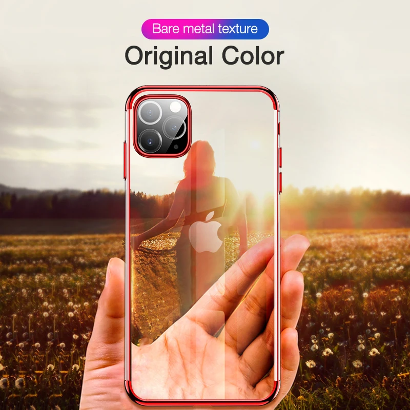 Cafele Transparent Soft Silicone for iPhone 11 pro max Case Cover TPU Plating Crystal Clear Back |