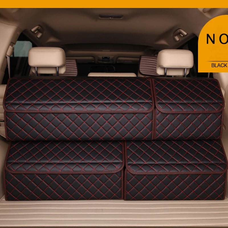 

B-LIFE Storage Box with lid Foldable PU Leather Clothing Storage Basket Bins with Lids for Car Trunk Home Office Storage