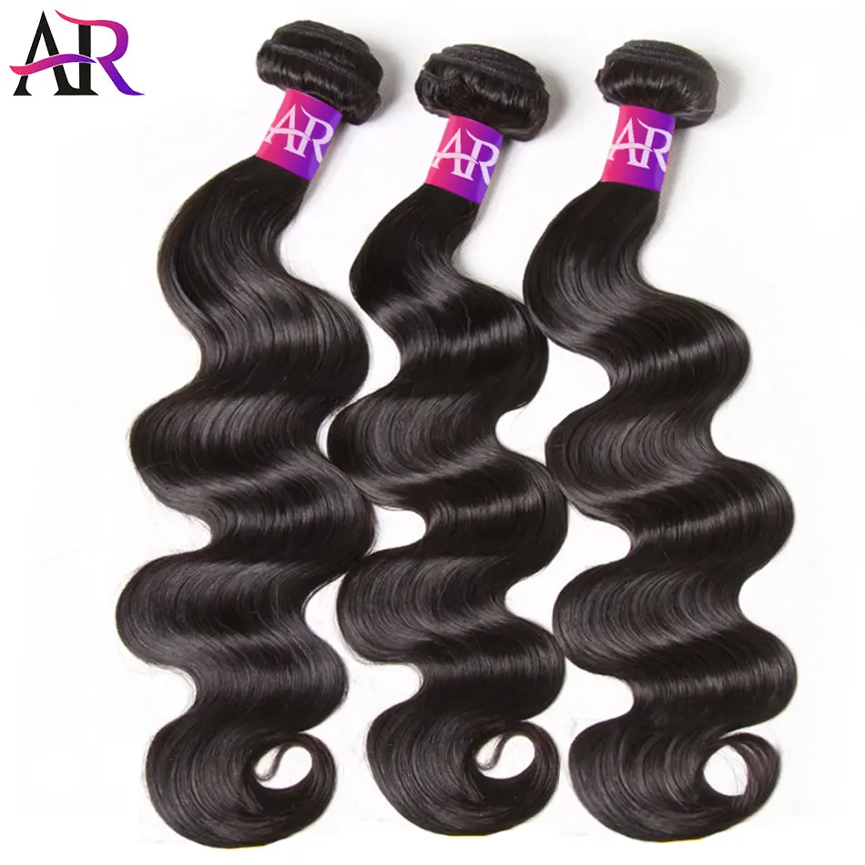 

A&R 30 Inch Body Wave Brazilian Virgin Hair Bundles Natural Color 100% Human Hair Weave 1/3/4 for Africa American Body Wave Hair