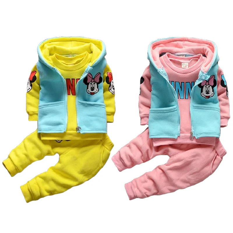 Комплекты одежды из плотного плюша для маленьких девочек зимняя детская одежда 4