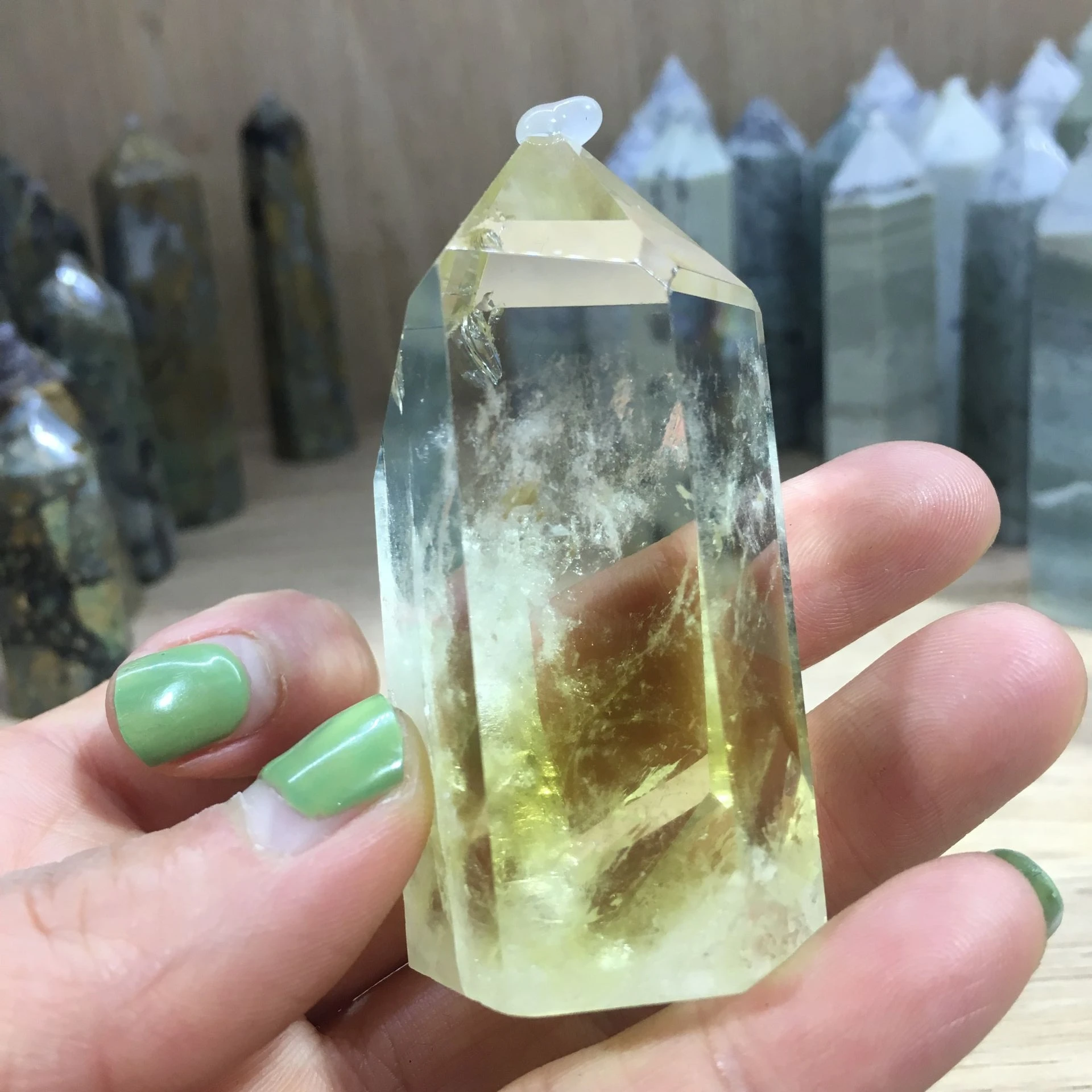 

1pcs Natural Crystal Point Citrine Healing Obelisk Yellow Quartz Wand Beautiful Ornament for Home Decor Energy Stone Pyramid