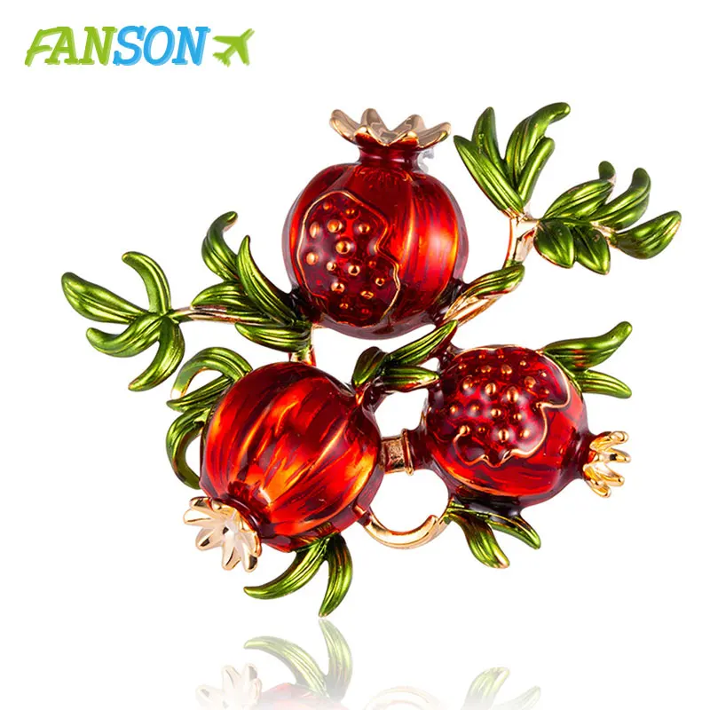 FANSON красная гранатовая брошь осень фрукты булавка эмаль броши для женщин пальто