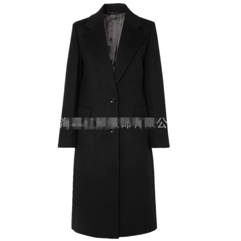 

autumn winter fashion ol woolen coat women notched lapel single breasted loose long blends coat