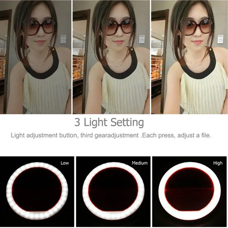 

Selfie Ring Lamp Mobile Phone Lens Portable Flash Ring 36 Leds Luminous Ring Clip Light For iPhone 8 7 6 Plus Samsung Smartphone