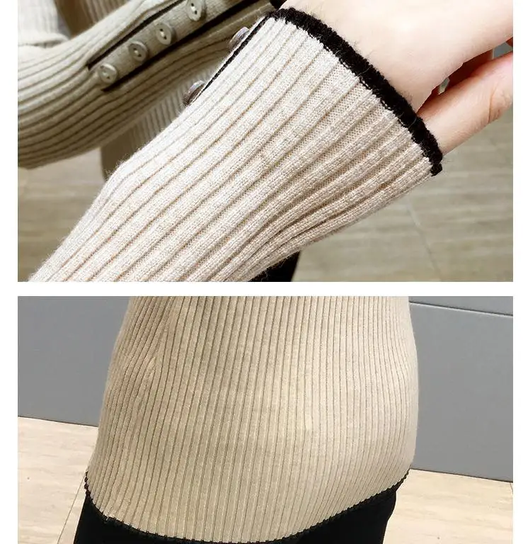 

2020 Women in spring and autumn winter with New style fashion Long sleeve Set head High collar Sweater coat