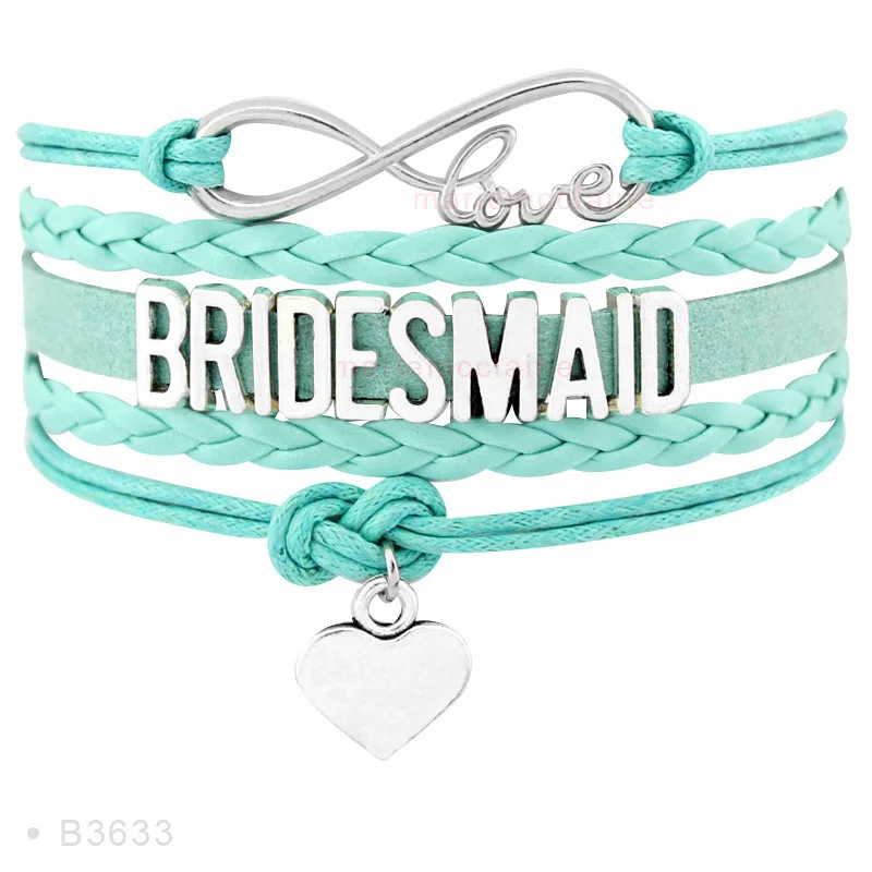 Женские многослойные кожаные браслеты с сердечками Infinity Love Maid of Honor для подружки