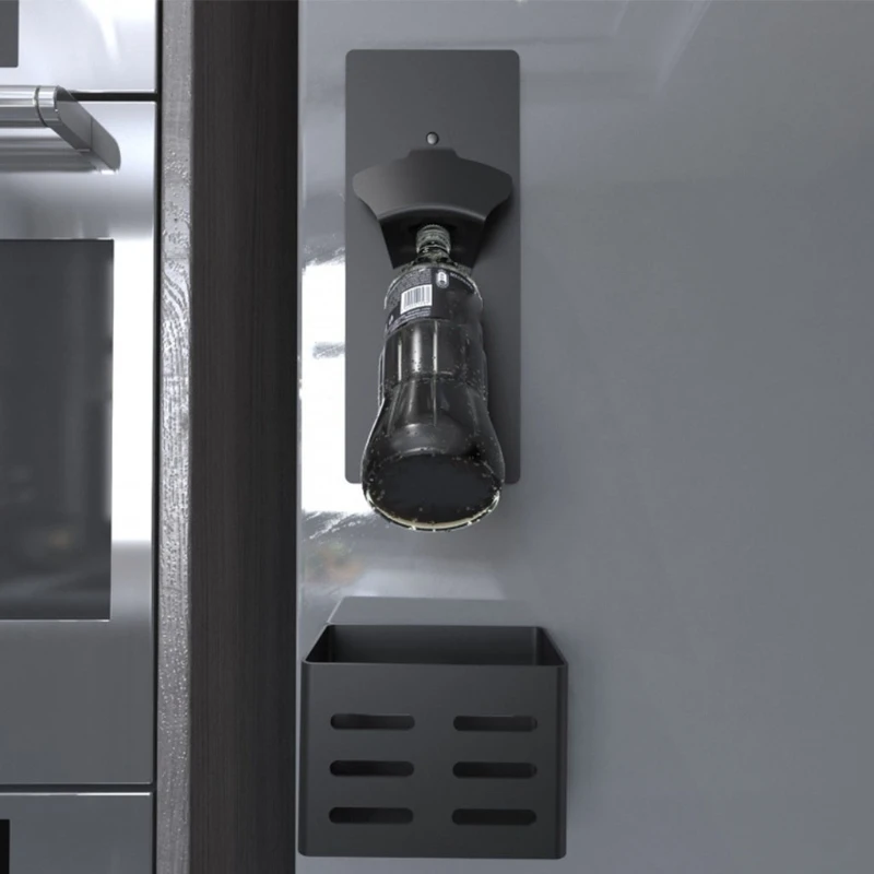 

900A Bottle Opener With Lid Collector Container Wall Screws for Bars KTV Hotel Home Rust-proof Professional Bottle Opener